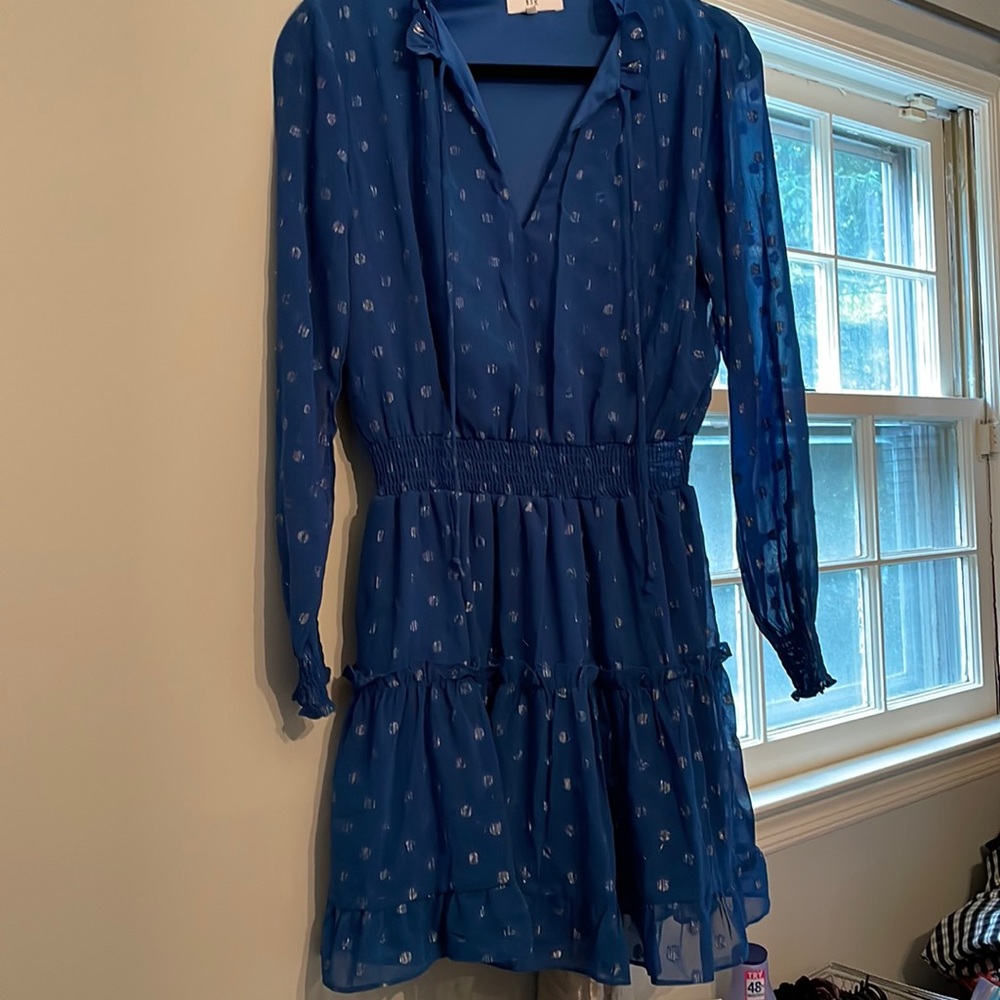 Mini blue and sparkle polka dot dress